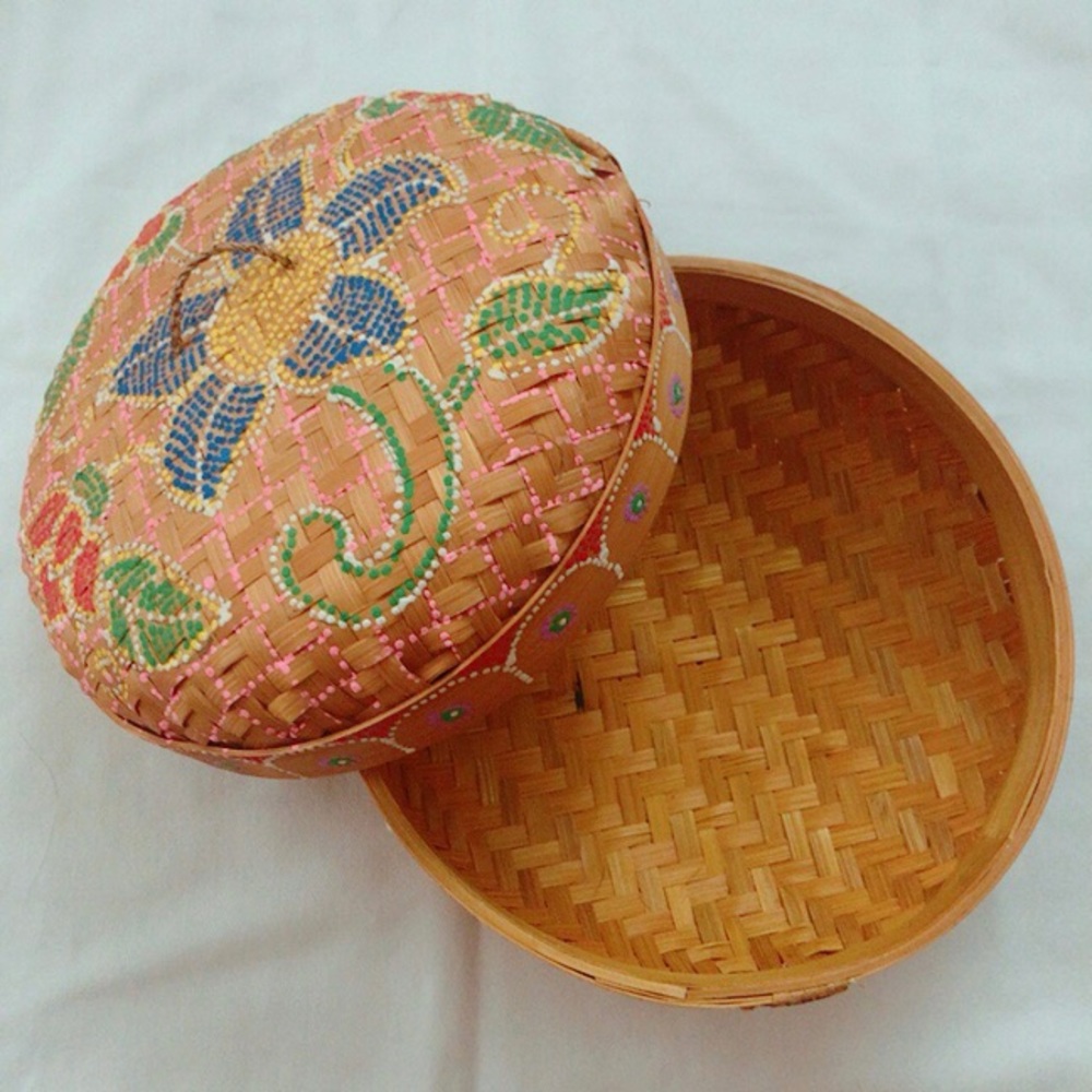 Balinese Woven basket with lid